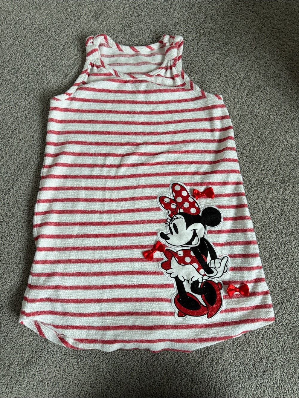 Girls' Red & White Striped Minnie Mouse Beach cover size 7